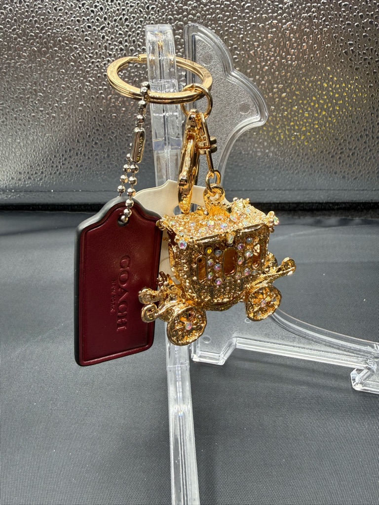 Coach Authentic Hang Tag With Unbranded Jeweled Carriage Keychain